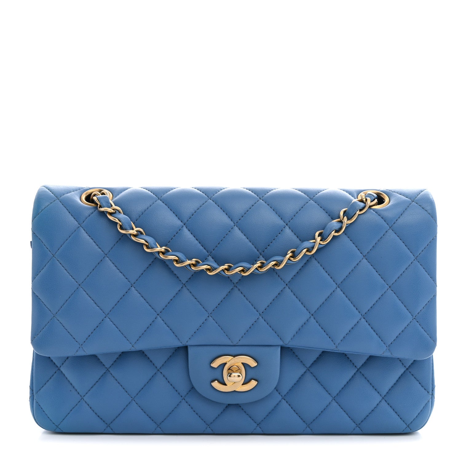 Chanel Lambskin Quilted Medium Double Flap Blue 1 of 10