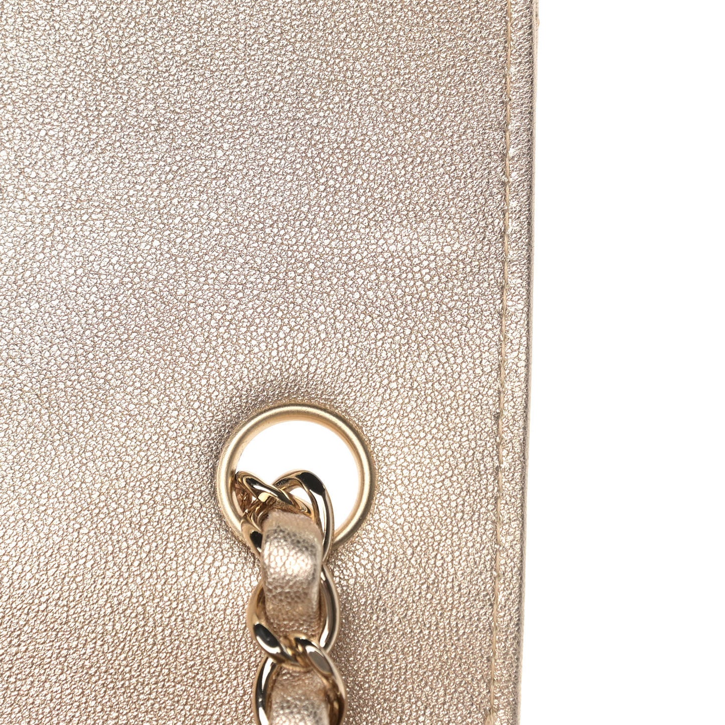 Metallic Lambskin Quilted Mini Rectangular Flap Gold
