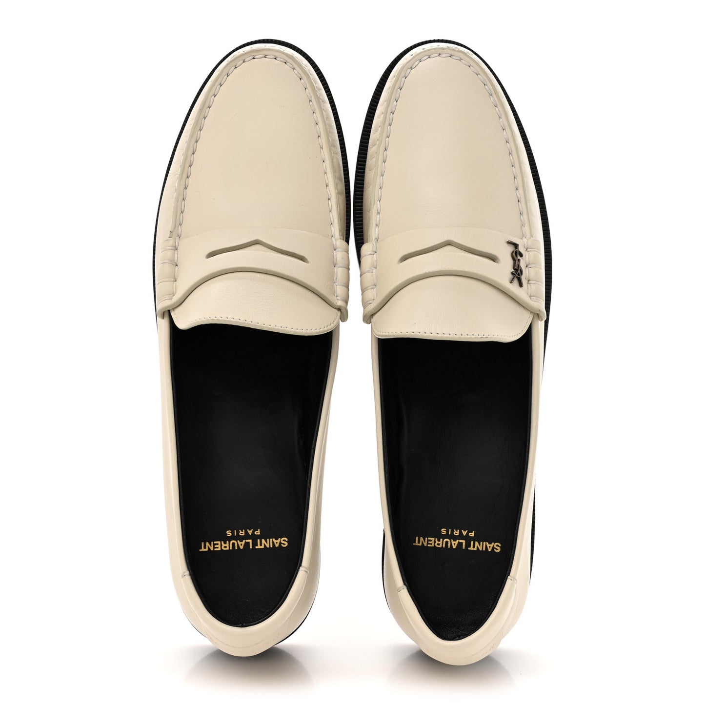 Calfskin Penny Loafers 40.5 Pearl