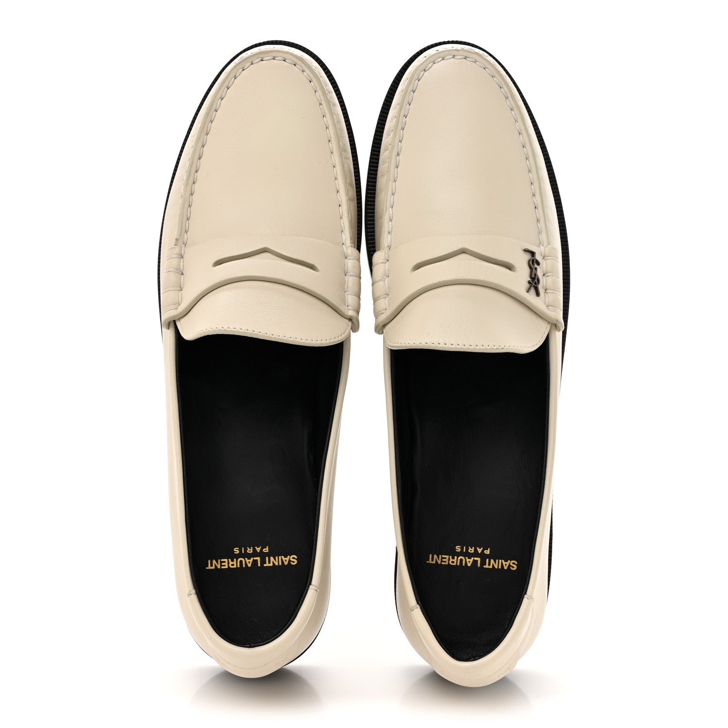 Saint Laurent Calfskin Penny Loafers 40.5 Pearl 2 of 14
