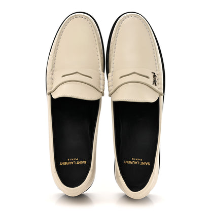 Saint Laurent Calfskin Penny Loafers 40.5 Pearl 2 of 14