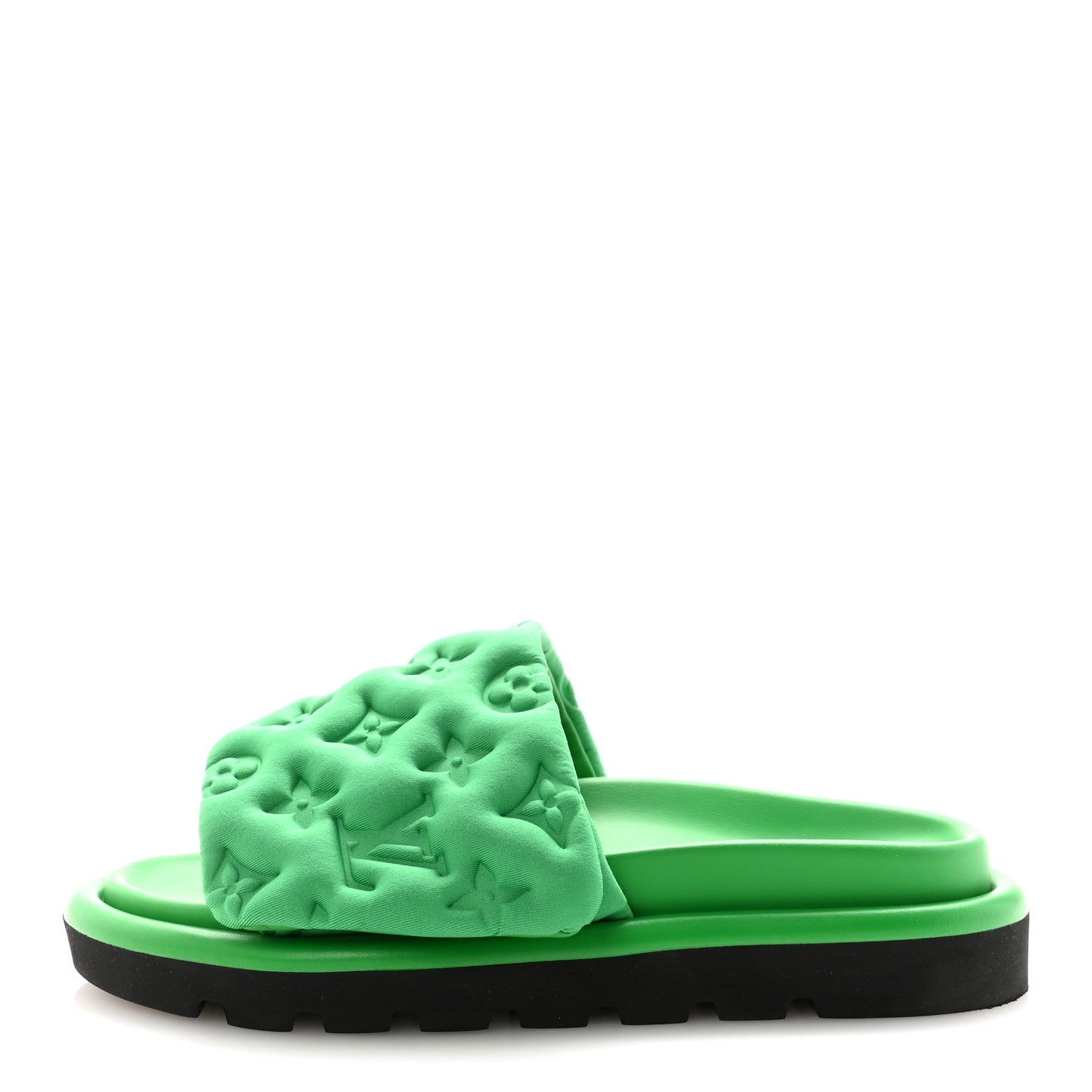 Technical Fabric Embossed Monogram Pool Pillow Comfort Mules 36 Green