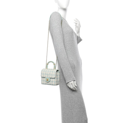 Chanel Tweed Handle Crush Top Handle Flap Bag Light Blue Ecru 2 of 12