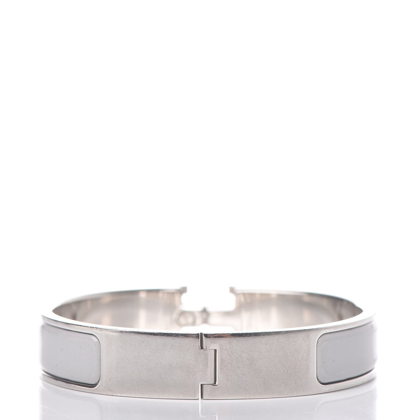 Enamel Narrow Clic Clac H Bracelet PM Blanc Gris Clair