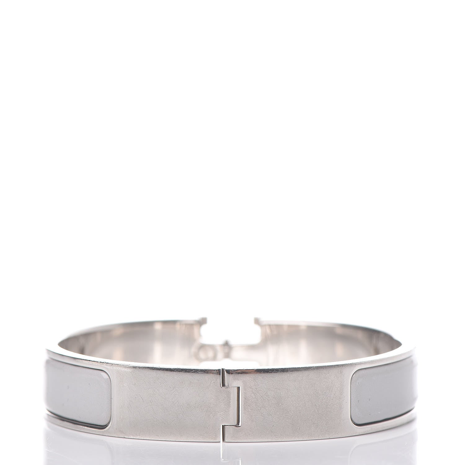Hermes Enamel Narrow Clic Clac H Bracelet PM Blanc Gris Clair 3 of 5