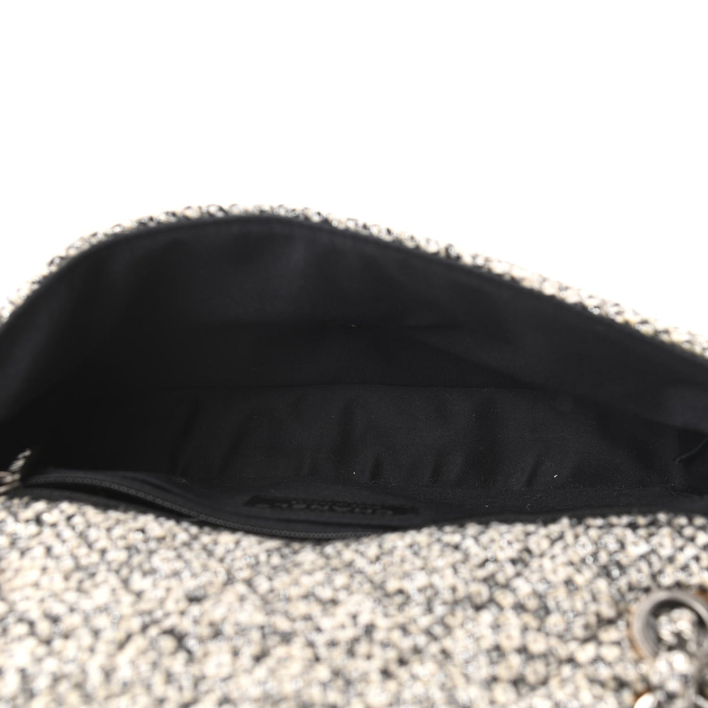 Crystal Tweed Quilted Medium Single Flap Black