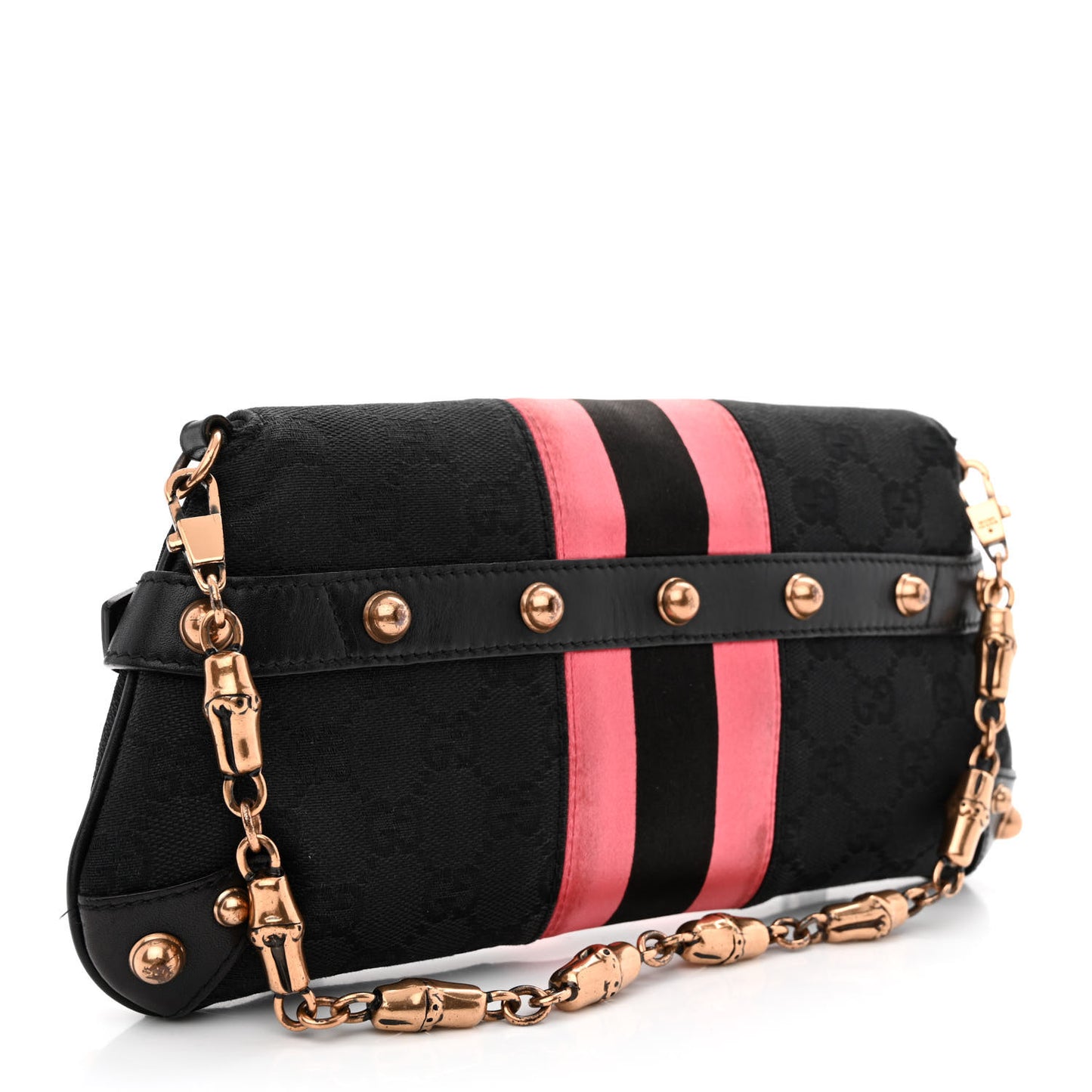 Monogram Horsebit Web Clutch Black