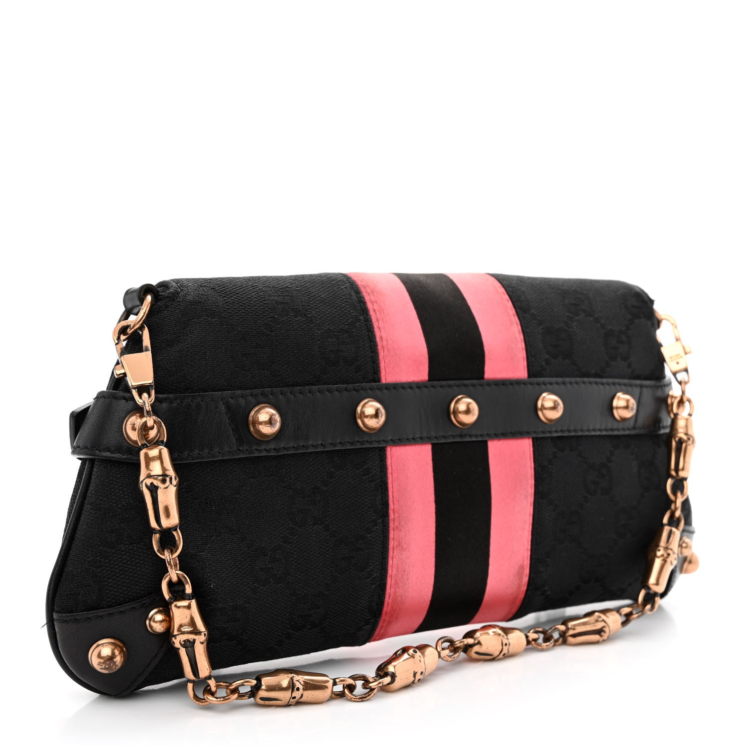 Gucci Monogram Horsebit Web Clutch Black 3 of 13