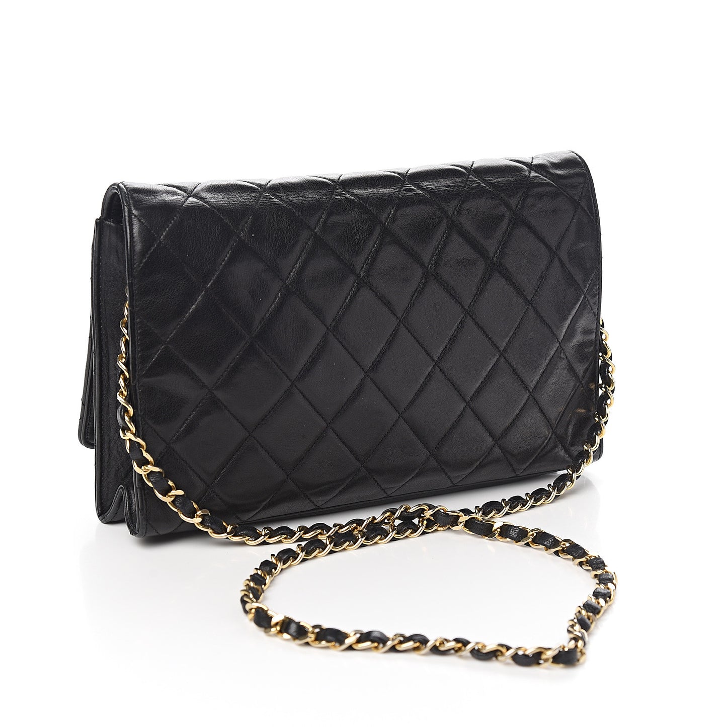 Lambskin Quilted Medium Single Flap Black
