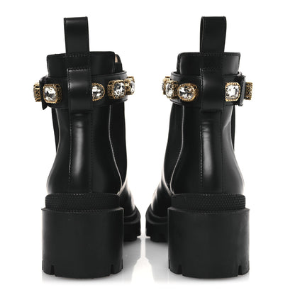 Gucci Calfskin Crystal GG Trip Chelsea Ankle Boots 35.5 Black 6 of 13
