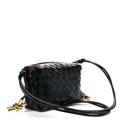 Bottega Veneta Polished Nappa Intrecciato Metallic Knot Mini Loop Camera Bag Black 3 of 9