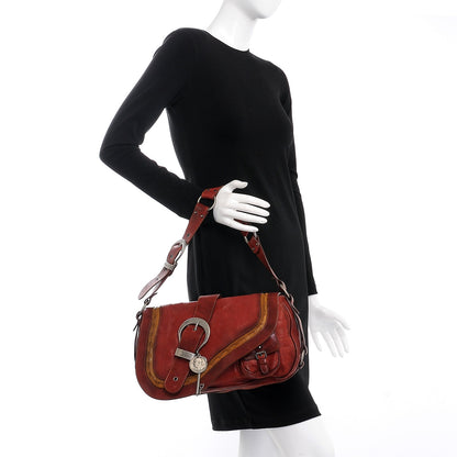 Christian Dior Calfskin Medium Gaucho Double Saddle Bag Red 2 of 13