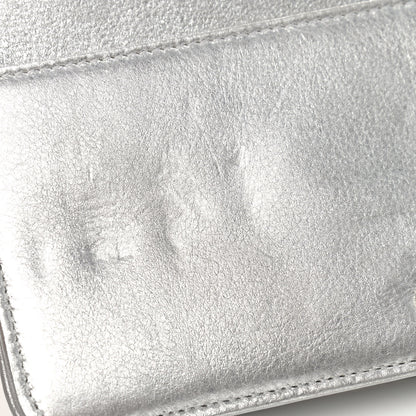 Chanel Metallic Galuchat Stingray Lambskin Boy Wallet On Chain WOC Silver 12 of 14