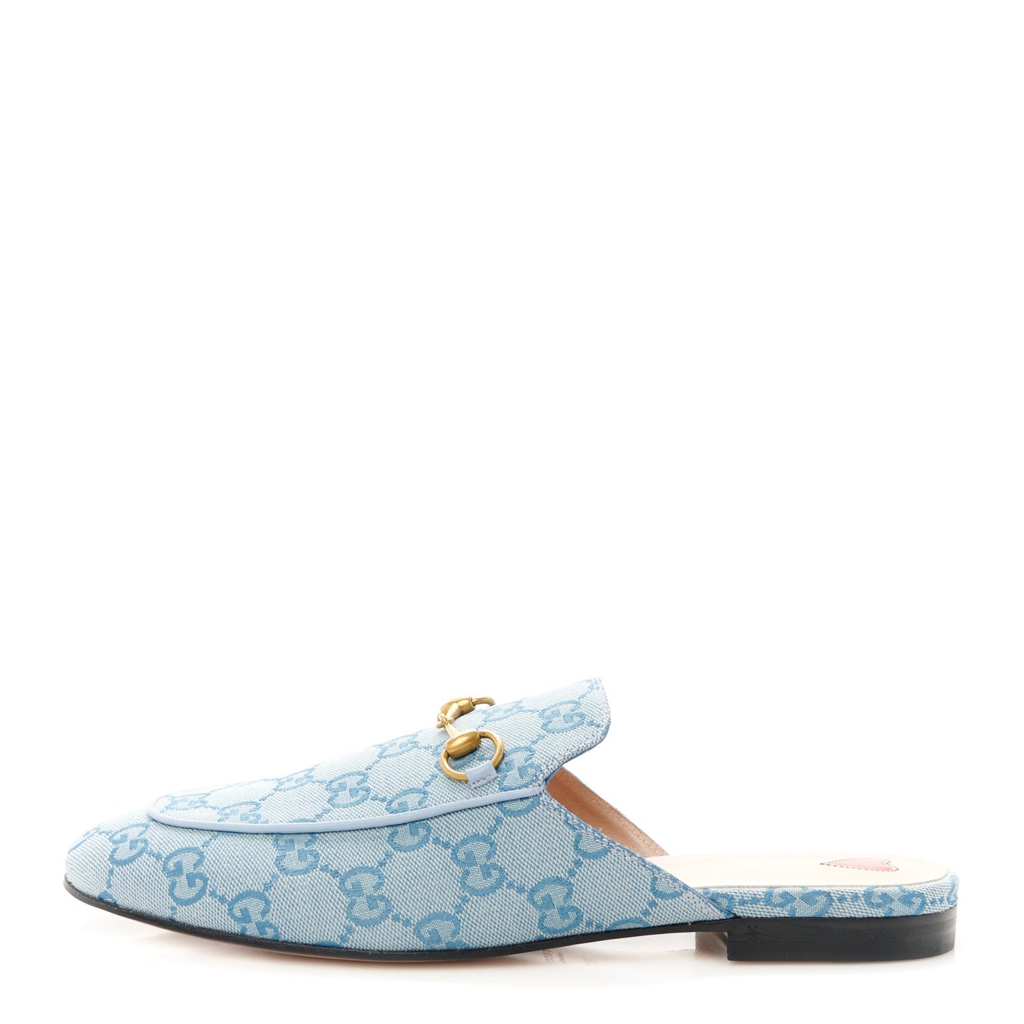 Canvas GG Monogram Nappa Womens Princetown Slippers 39.5 Porcelain Light Blue Dark Porcelain Light Blue