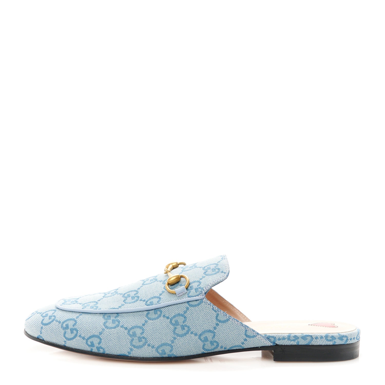 Gucci Canvas GG Monogram Nappa Womens Princetown Slippers 39.5 Porcelain Light Blue Dark Porcelain Light Blue 1 of 8