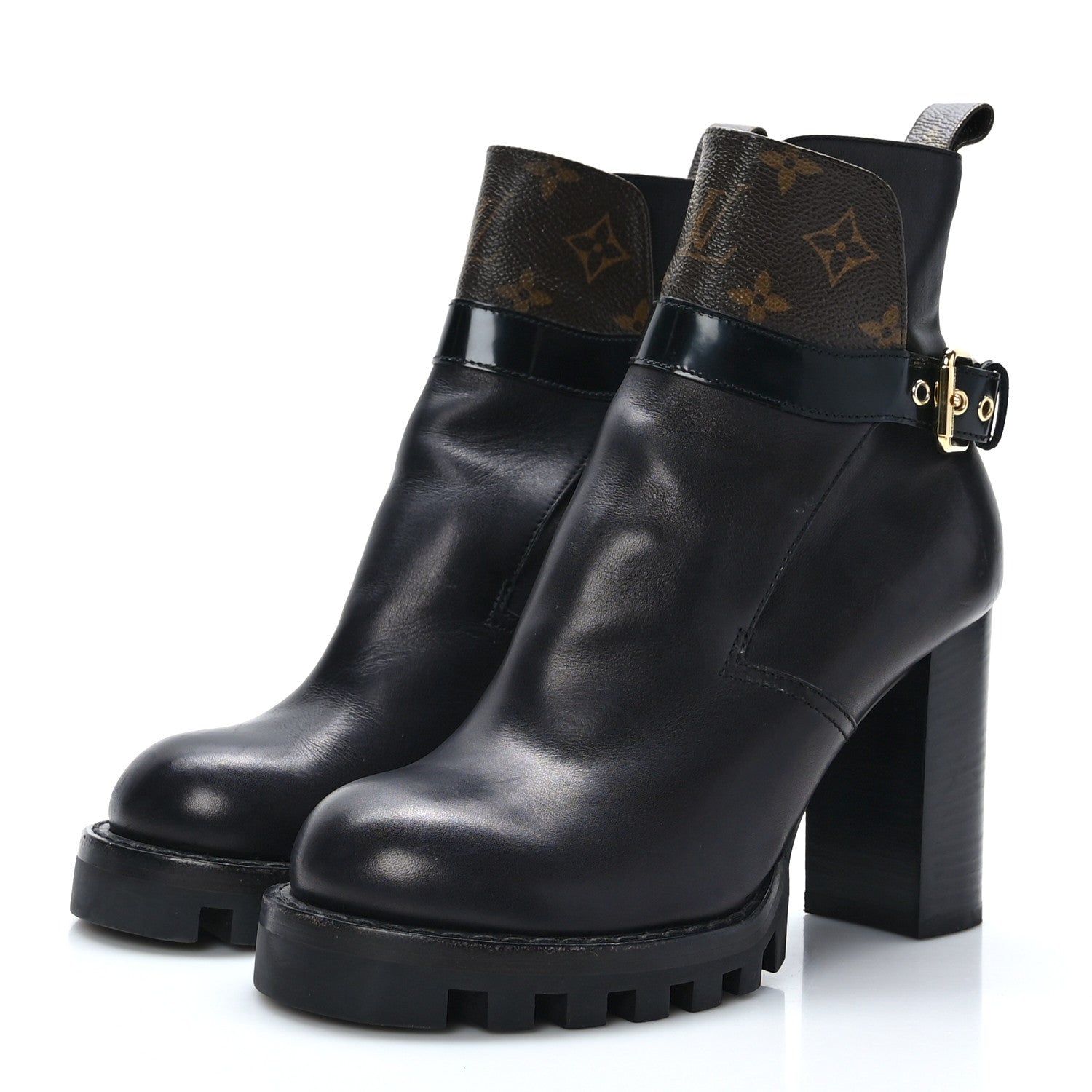 Louis Vuitton Calfskin Monogram Star Trail Ankle Boots 38 Black 3 of 9