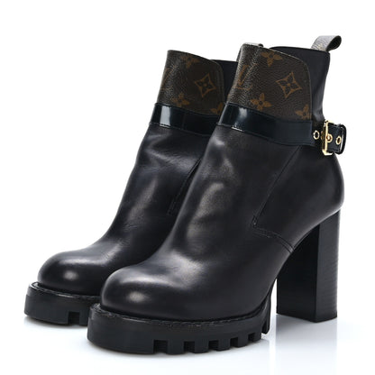 Louis Vuitton Calfskin Monogram Star Trail Ankle Boots 38 Black 3 of 9