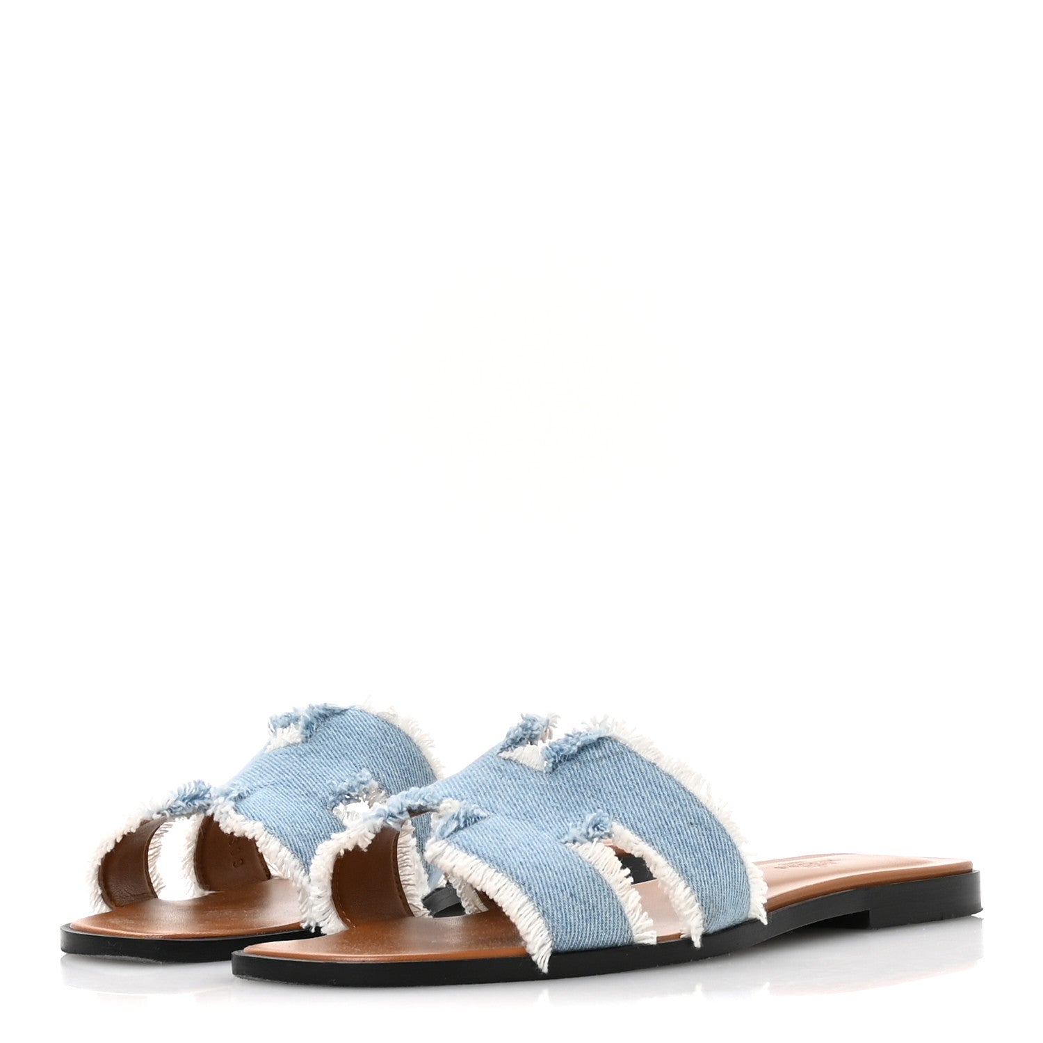 Hermes Denim Oran Fringe Sandals 40 Bleu Clair 4 of 9