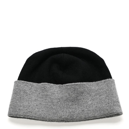 Chanel Cashmere Blend CC Beanie Hat Black Grey 3 of 4