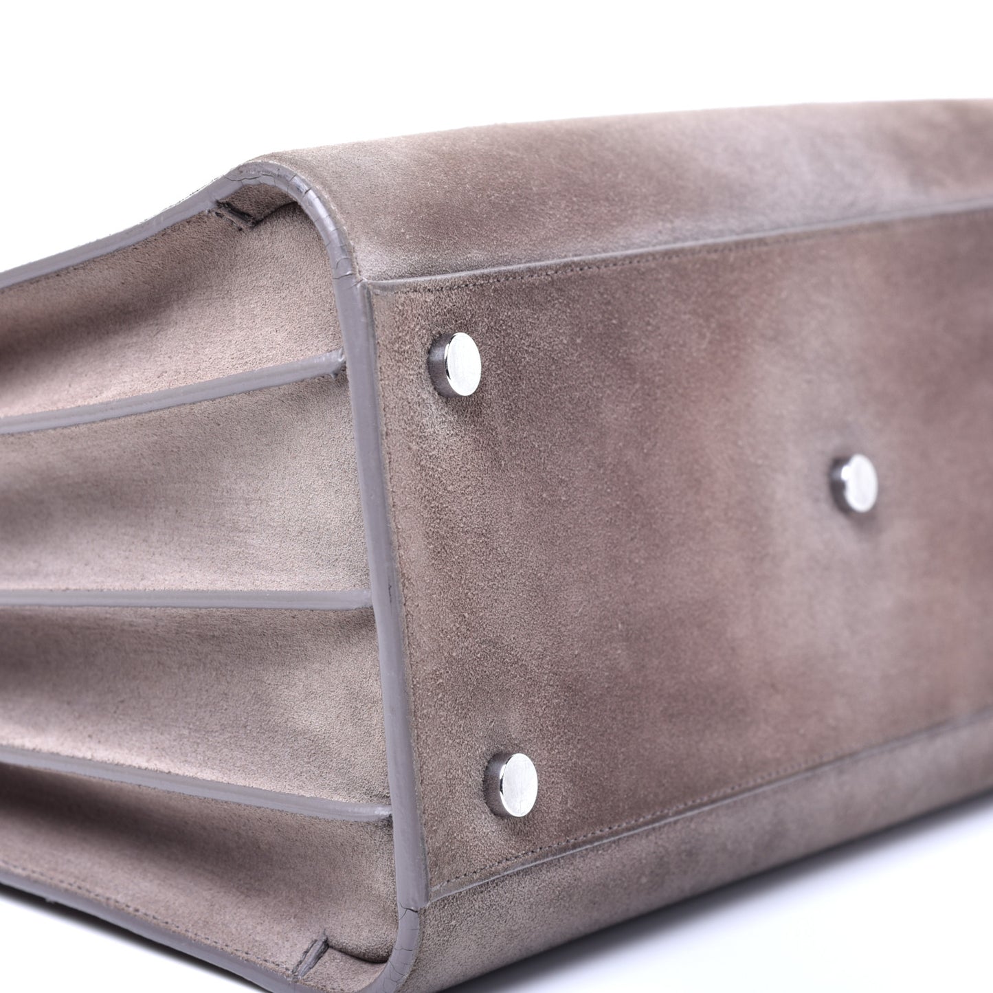 Suede Crocodile Embossed Small Sac de Jour Gray