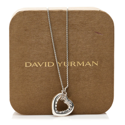 David Yurman Sterling Silver 18K Yellow Gold Open Heart Cable Necklace 7 of 7