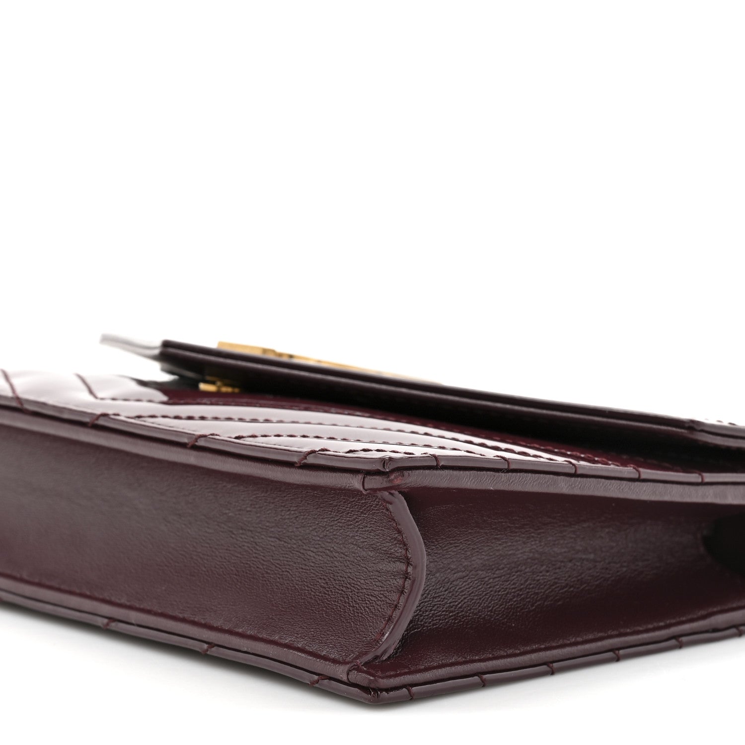 Saint Laurent Vernice Matelasse Chevron Monogram Envelope Chain Wallet Dark Red Wine 10 of 13