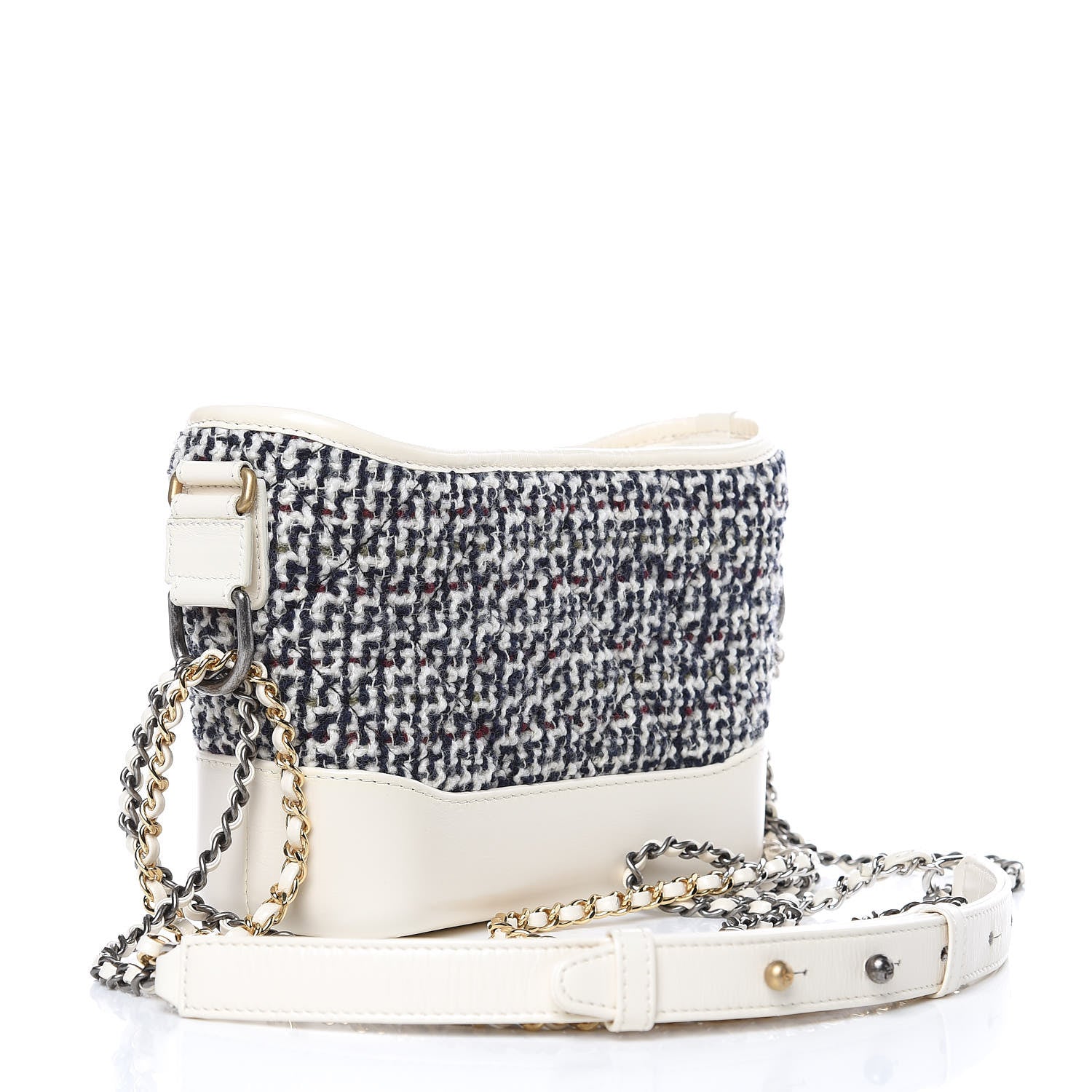 Chanel Tweed Calfskin Quilted Small Gabrielle Hobo Ivory Multicolor 3 of 10