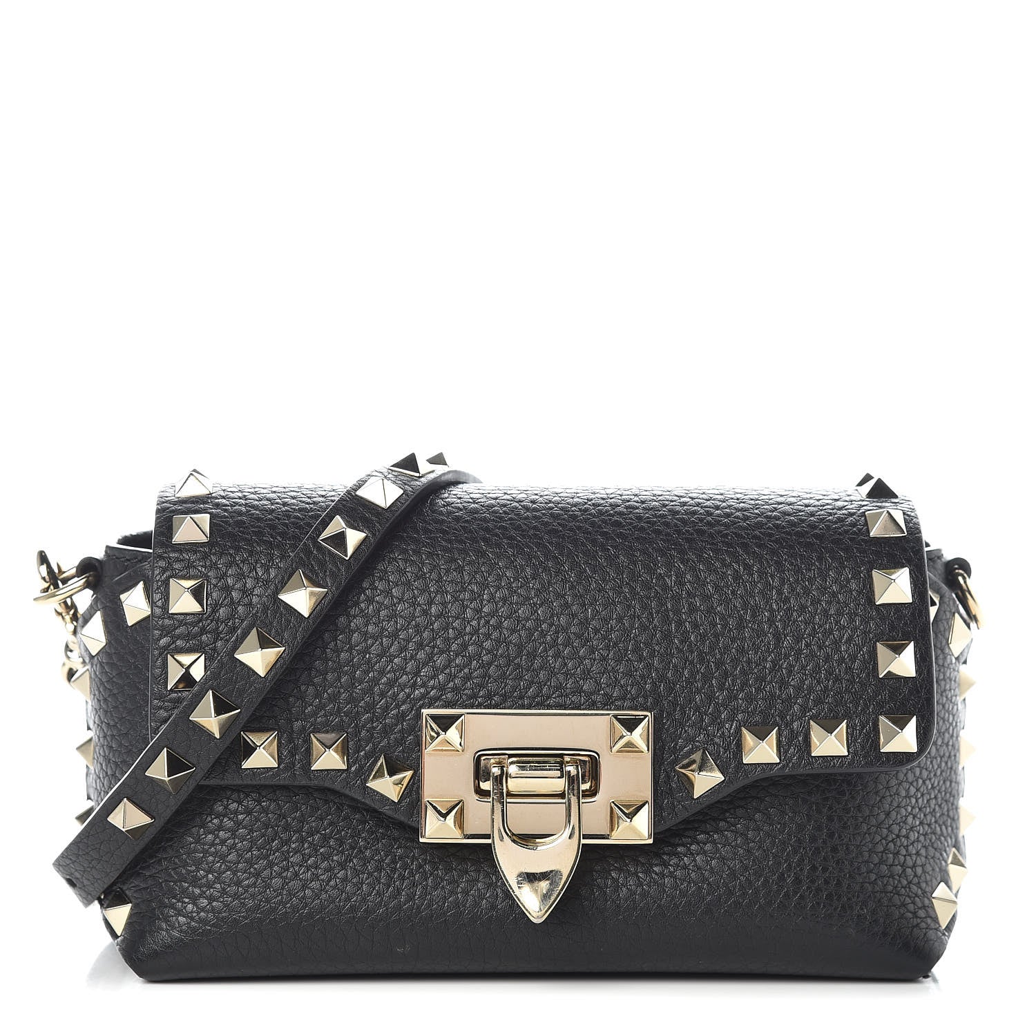 Valentino Garavani Pebbled Calfskin Mini Rockstud Crossbody Bag Black 1 of 9