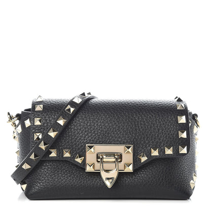 Valentino Garavani Pebbled Calfskin Mini Rockstud Crossbody Bag Black 1 of 9