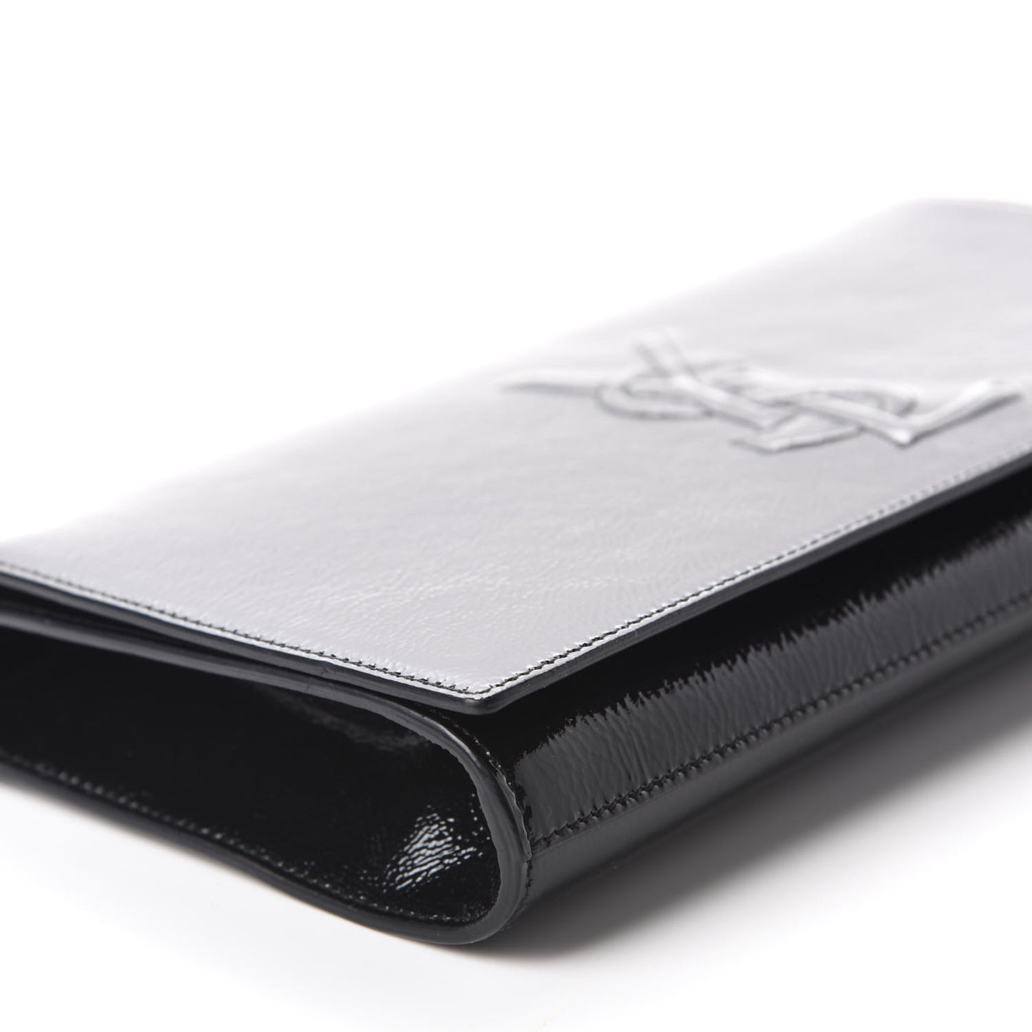 Textured Patent Monogram Large Belle De Jour Clutch Black