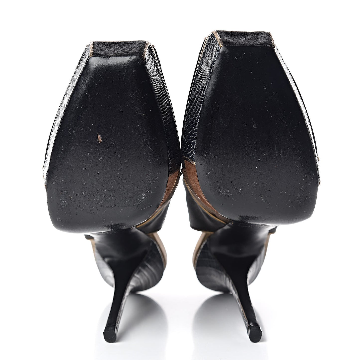 Lizard Suede Satin Sugar Platform Slingbacks 39 Black Brown