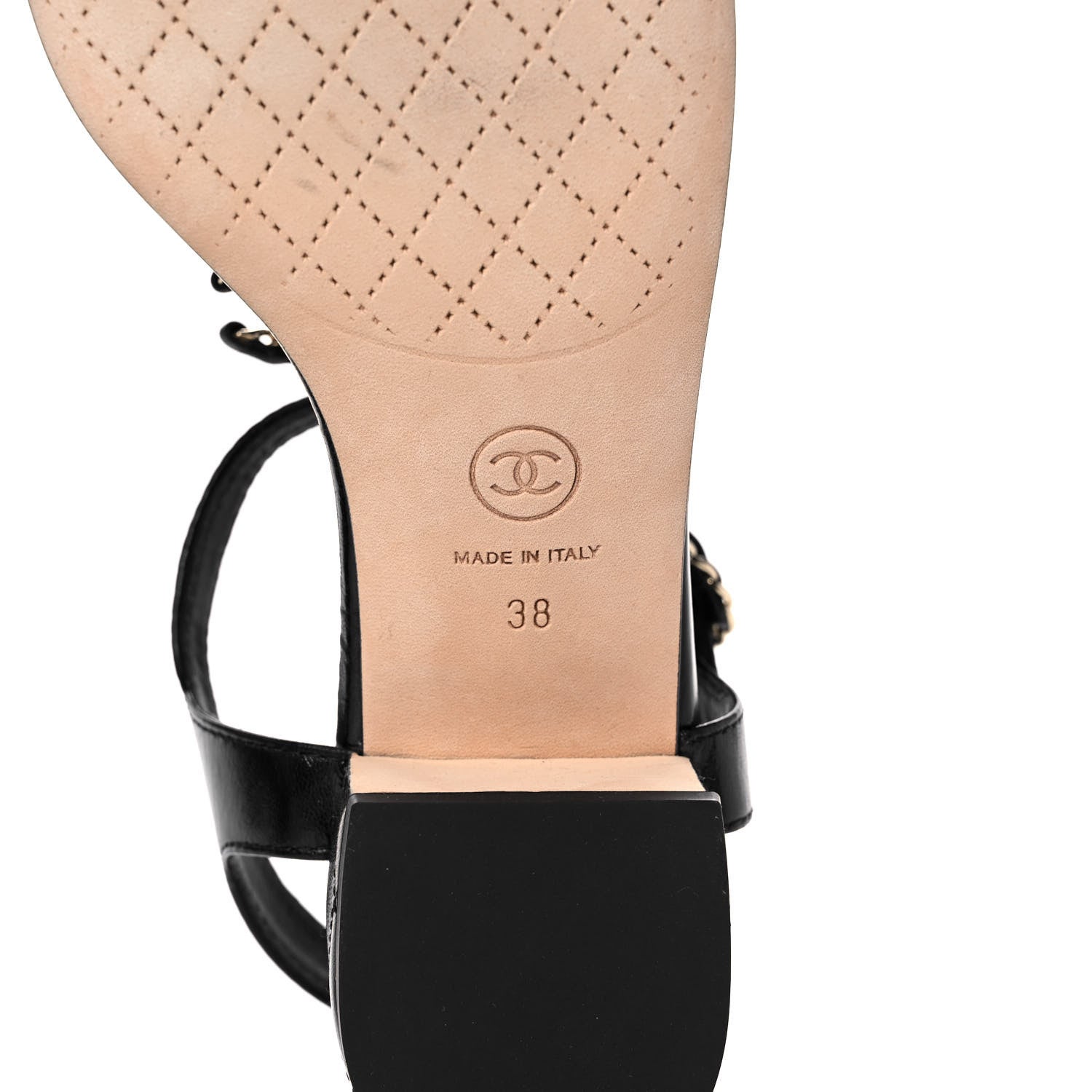Chanel Goatskin Chain CC Logo Thong Sandals 38 Black 6 of 9