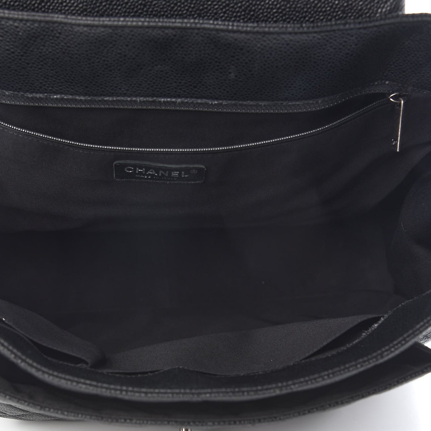 Caviar Quilted Flap Tote Black