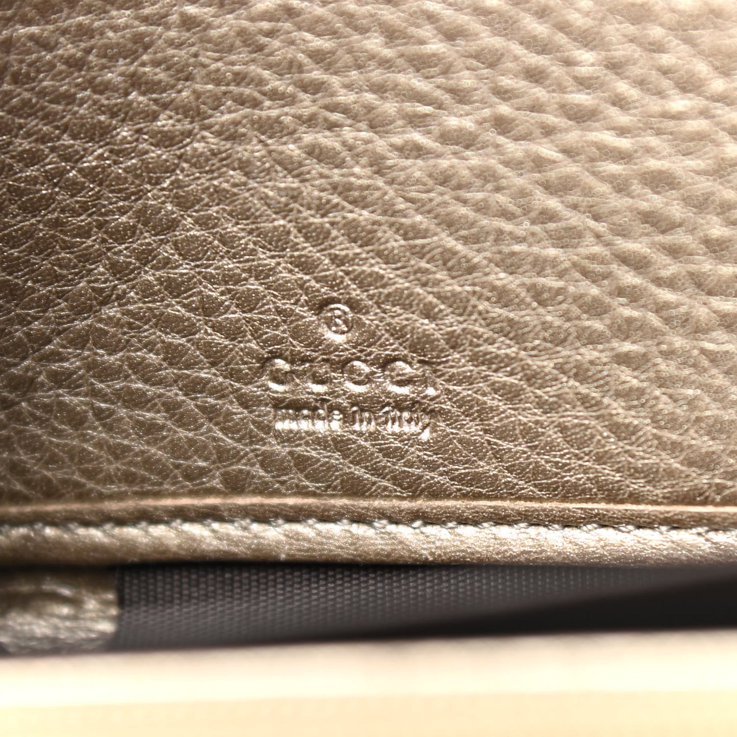 Metallic Pebbled Calfskin Soho Zip Around Wallet Golden Beige