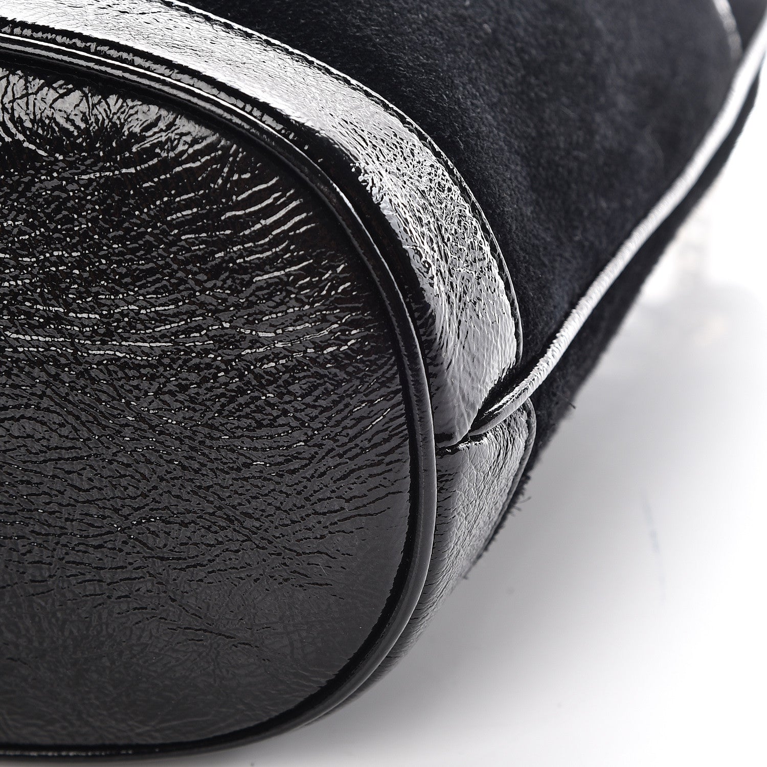 Gucci Suede Patent Web Medium Rajah Bucket Bag Black 6 of 16