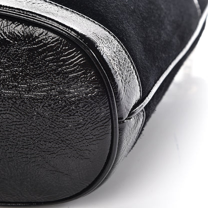 Gucci Suede Patent Web Medium Rajah Bucket Bag Black 6 of 16