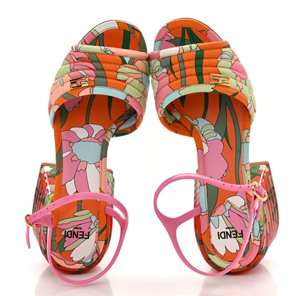 Fendi Fabric Calfskin Promenade Slingback Sandals 35 Arancio Multicolor Lipstick 2 of 12