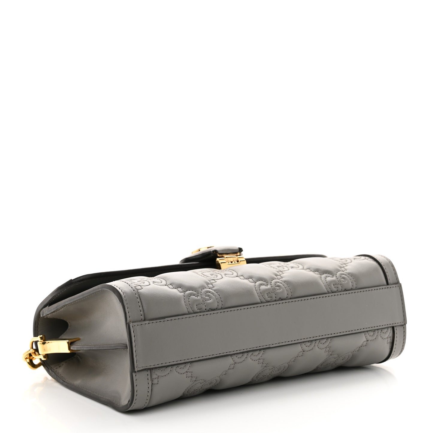 Calfskin GG Matelasse Small Flap Shoulder Bag Dusty Grey Natural