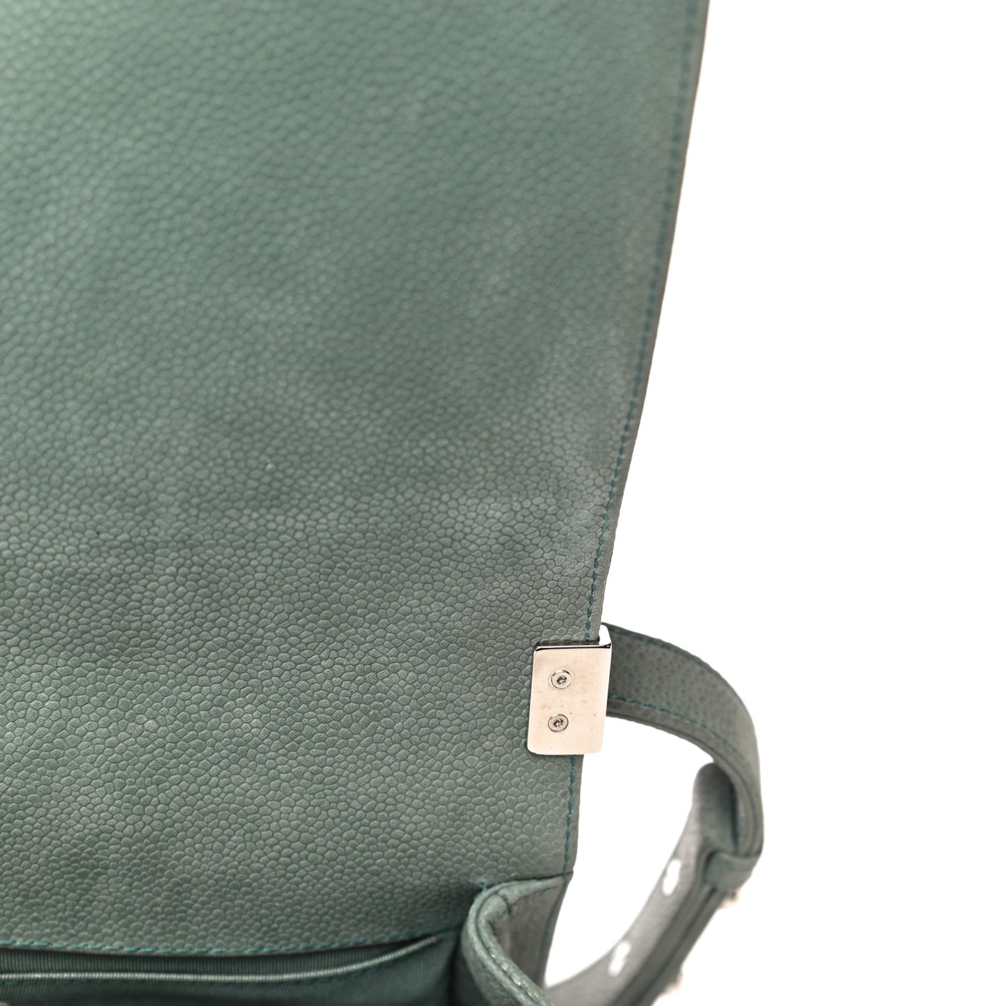 Iridescent Caviar Quilted Medium Boy Flap Green