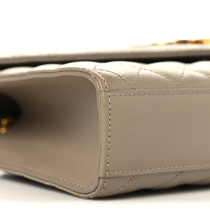 Saint Laurent Grain De Poudre Textured Mixed Matelasse Medium Triquilt Monogram Satchel Dusty Grey 8 of 10