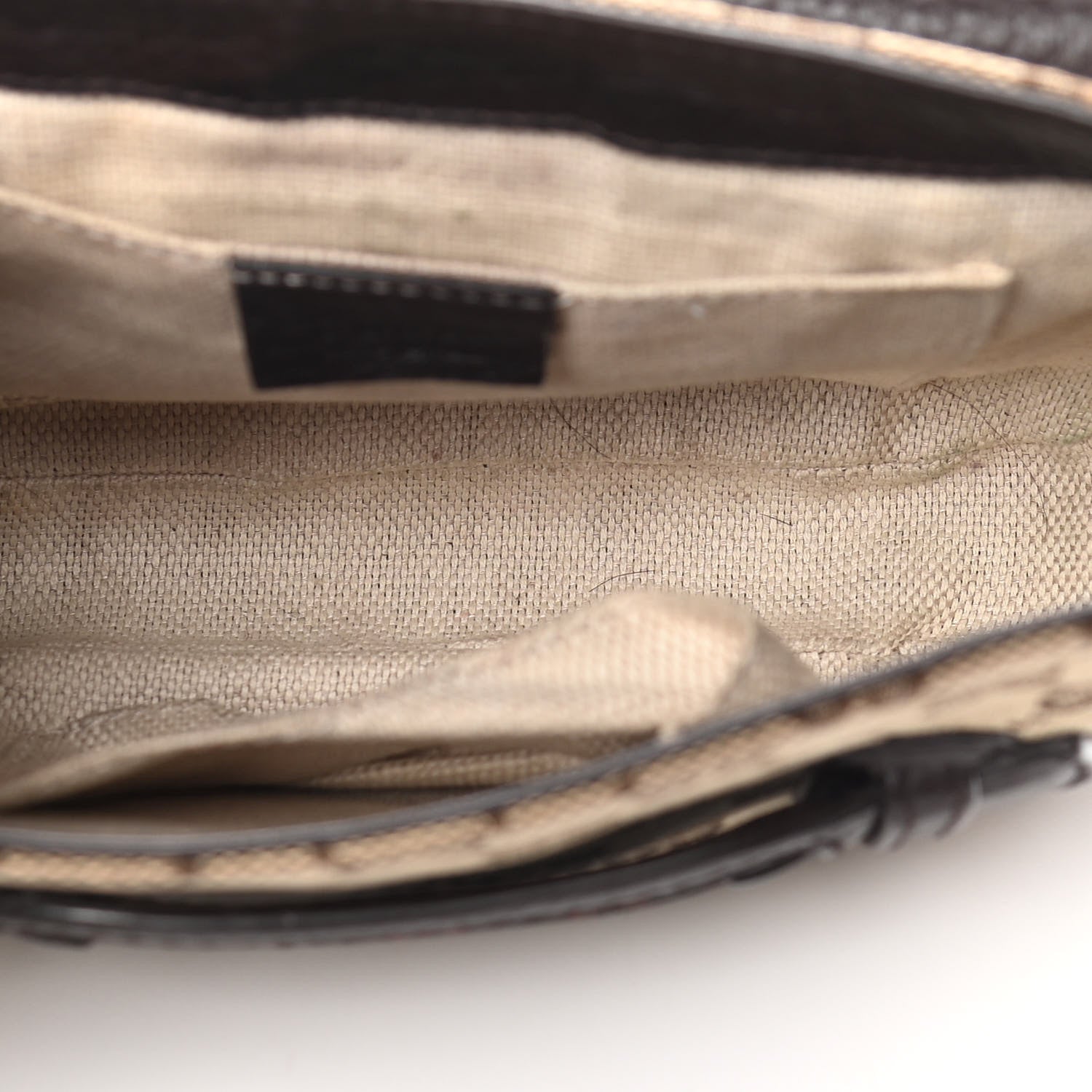 Gucci Monogram Pebbled Calfskin Web Small Dressage Shoulder Bag Dark Brown 5 of 15