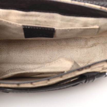 Gucci Monogram Pebbled Calfskin Web Small Dressage Shoulder Bag Dark Brown 5 of 15