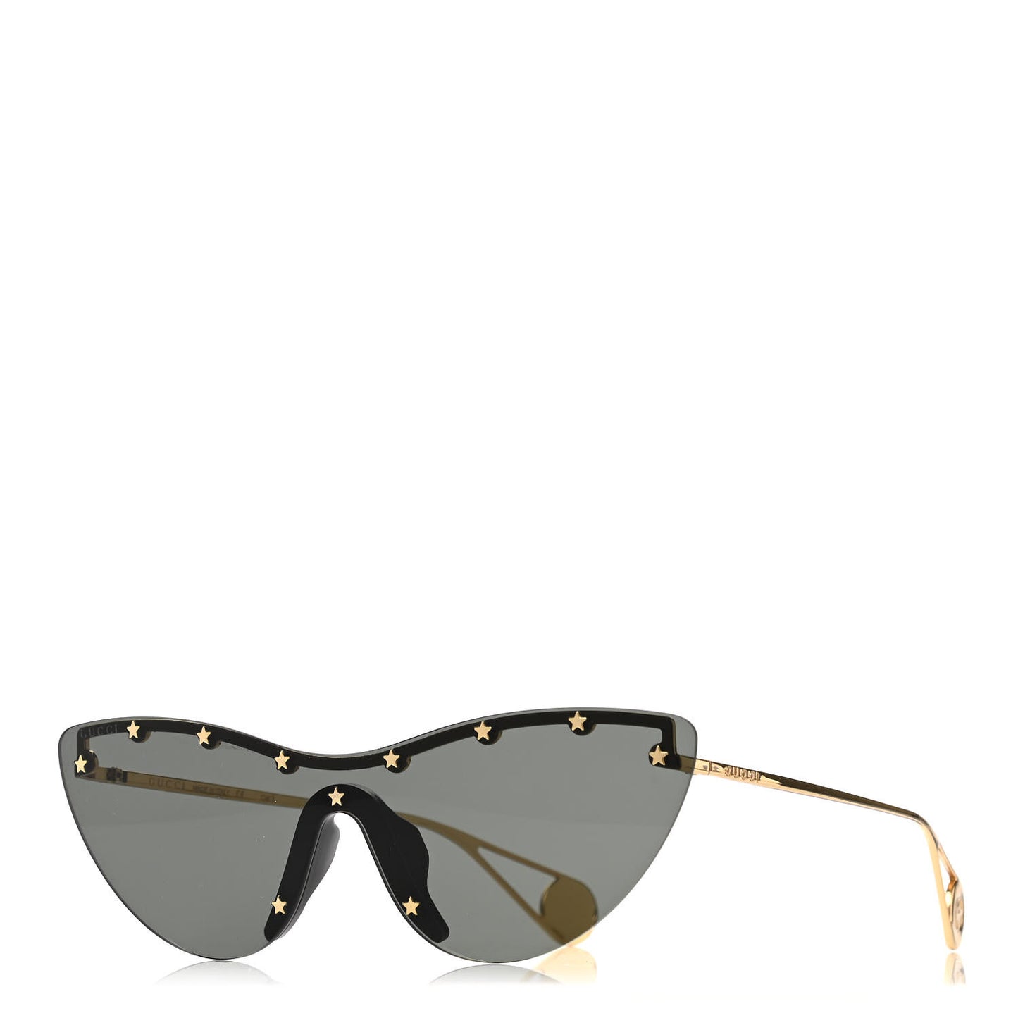 Metal Rimless Star Studded 90mm Cat Eye GG0666S Sunglasses Black Gold