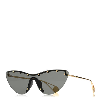 Gucci Metal Rimless Star Studded 90mm Cat Eye GG0666S Sunglasses Black Gold 1 of 7