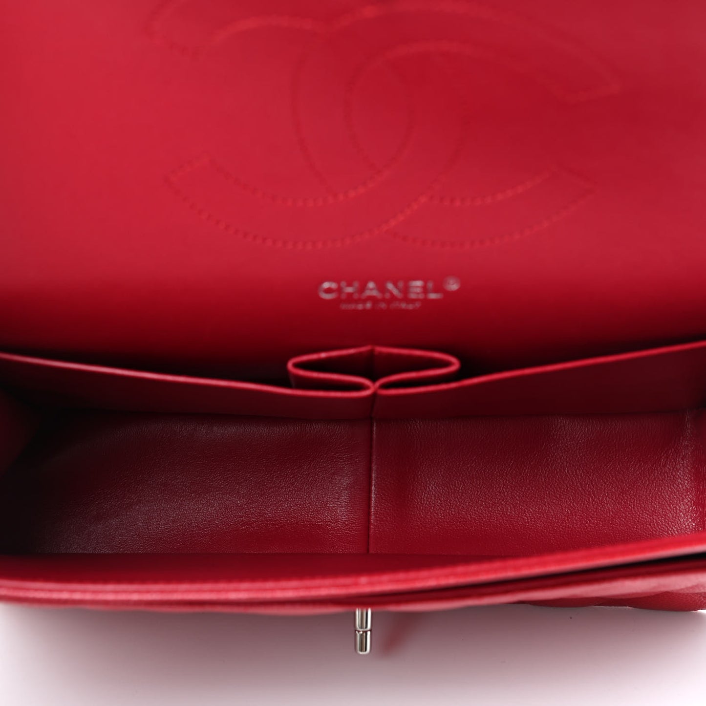 Caviar Quilted Jumbo Double Flap Red