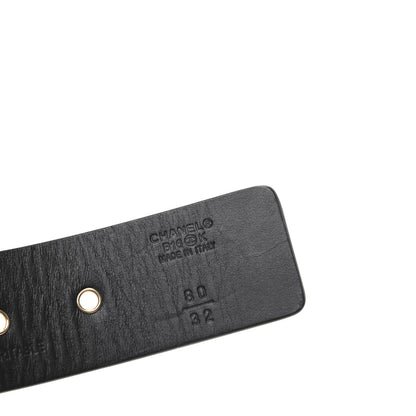Chanel Calfskin Cross Stitch Grommet Belt 80 32 Black 3 of 5