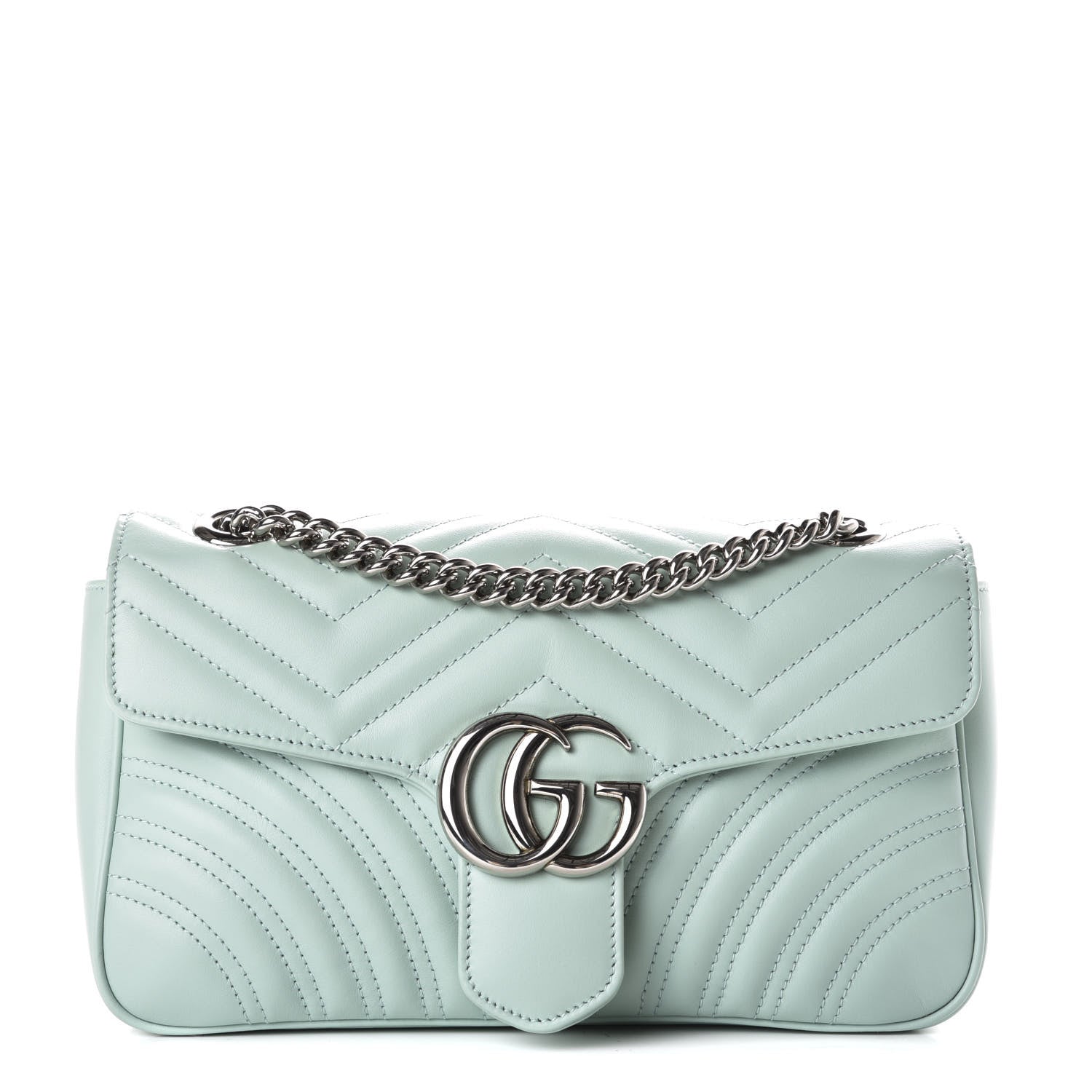 Gucci Calfskin Matelasse Small GG Marmont Shoulder Bag Water Green 1 of 11