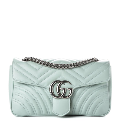 Gucci Calfskin Matelasse Small GG Marmont Shoulder Bag Water Green 1 of 11