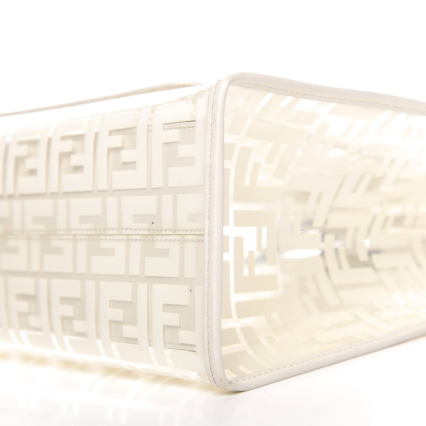TPU FF Vitello Century Plexiglass Medium Runaway Shopper Tote White