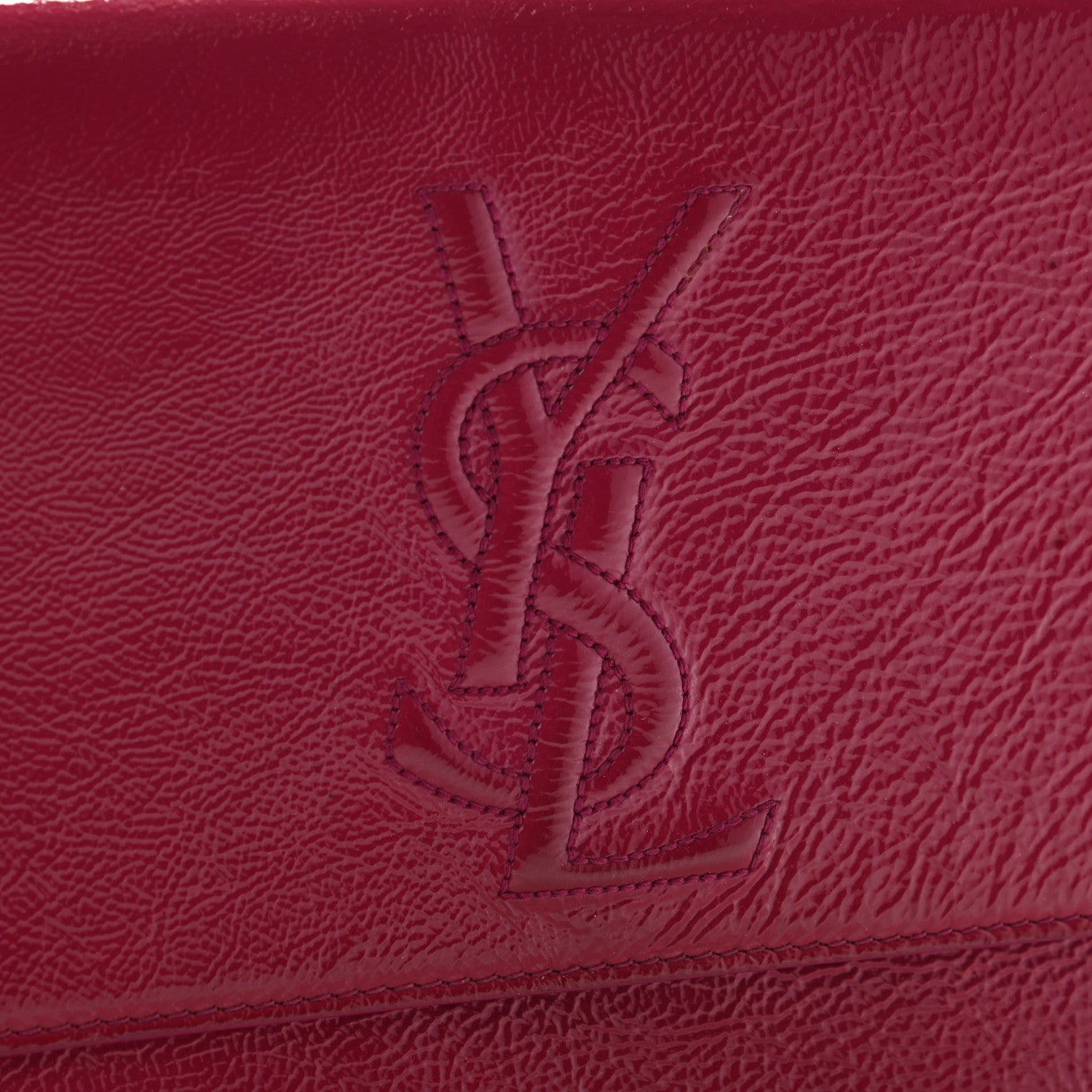Saint Laurent Textured Patent Monogram Large Belle De Jour Clutch Fuchsia 6 of 6